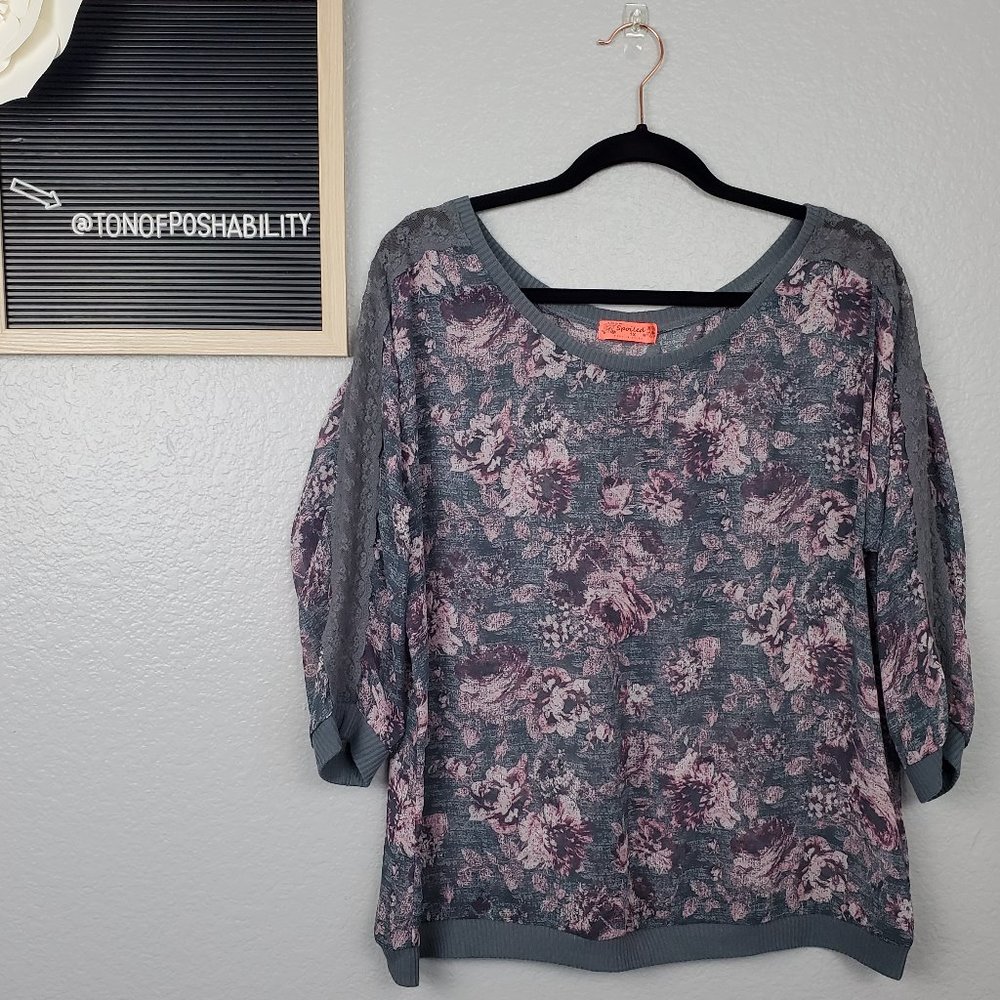 Spoiled half sleeve sheer blouse